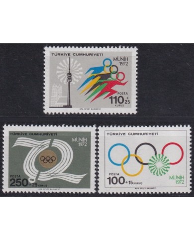 F-EX65154 TURKEY MNH 1972 MUNICH OLYMPIC GAMES ATHLETISM OLYMPIC RINGS.