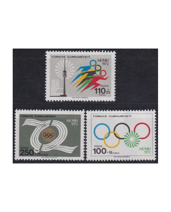 F-EX65154 TURKEY MNH 1972 MUNICH OLYMPIC GAMES ATHLETISM OLYMPIC RINGS.
