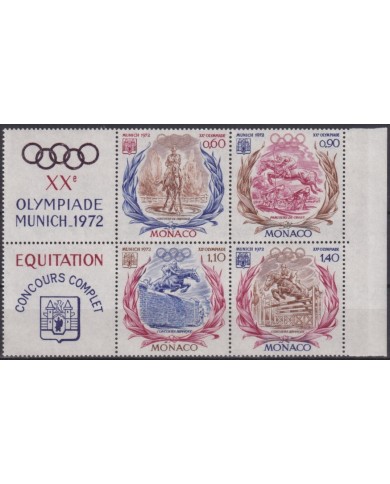 F-EX65155 MONACO MNH 1972 MUNICH OLYMPIC GAMES EQUESTRIAN BLOCK.