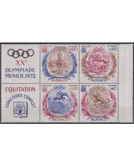 F-EX65155 MONACO MNH 1972 MUNICH OLYMPIC GAMES EQUESTRIAN BLOCK.