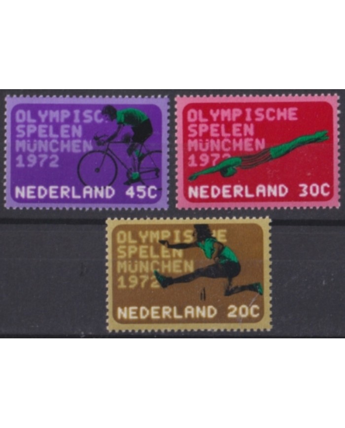 F-EX65167 NEDERLAND MNH 1972 MUNICH OLYMPIC GAMES ATHLETISM CYCLING SWIMMING.
