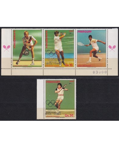 F-EX65168 PARAGUAY MNH 1987 SEOUL SILVER OVERPRINT OLYMPIC GAMES TENNIS.