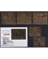 F-EX64742 SAUDI ARABIA SHARJAH MNH 1968 ARCHAELOGY OLYMPIC GAMES ATHLETISM GOLDEN EMBOSSED.