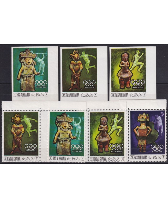F-EX64743 SAUDI ARABIA RAS AL KHAIMA MNH 1968 ARCHAELOGY OLYMPIC GAMES ATHLETISM RUNNER.