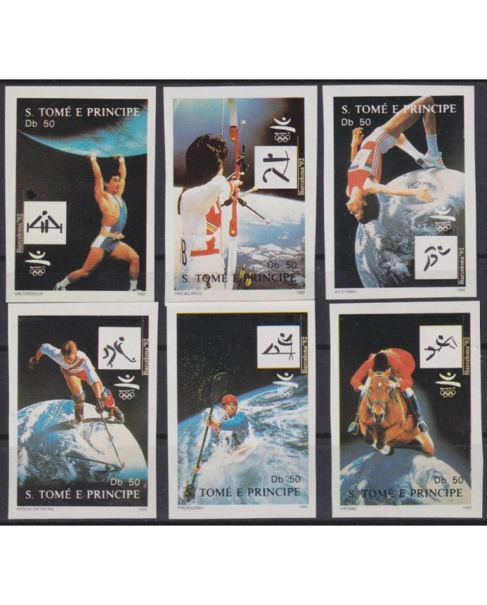 F-EX65173 SAO TOME I PRINCIPE MNH 1992 IMPERF BARCELONA OLYMPIC GAMES ATHLETISM RUNNER HOCKEY.