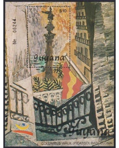 F-EX65174 GUYANA MNH 1989 SEOUL OLYMPIC GAMES PICASSO ART PAINTING COLUMBUS.