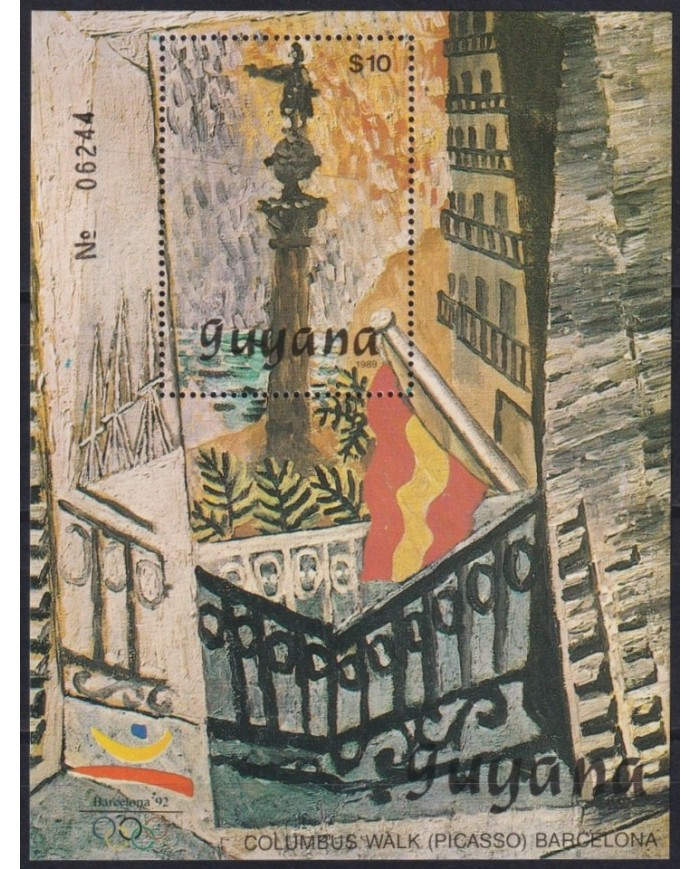 F-EX65174 GUYANA MNH 1989 SEOUL OLYMPIC GAMES PICASSO ART PAINTING COLUMBUS.