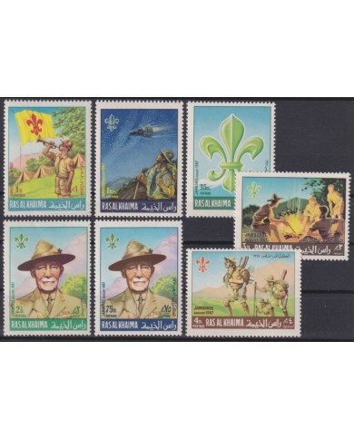 F-EX64518 SOUTH ARABIA RAS AL KHAIMA MNH 1967 BOYS SCOUT IDAHO WORLD JAMBOREE LORD BADEM POWELL.