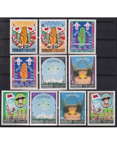 F-EX64654 SOUTH ARABIA SHARJAH MNH 1967 BOYS SCOUT IDAHO WORLD JAMBOREE LORD BADEM POWELL.