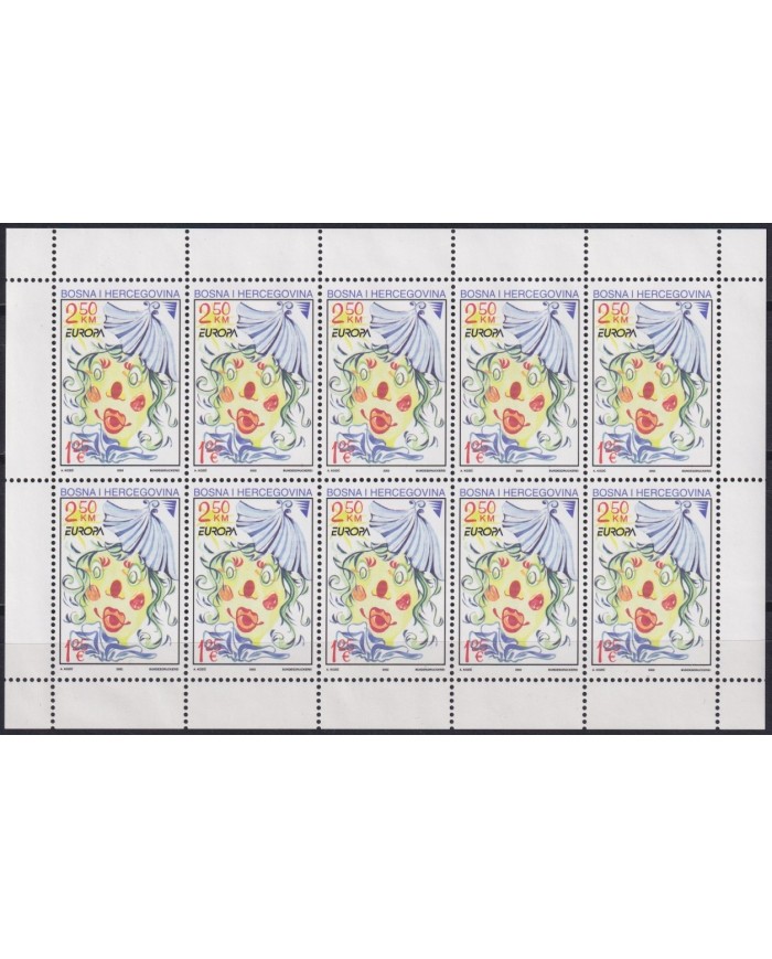 F-EX64705 BOSNIA & HERZEGOVINA MNH 2002 EUROPA CEPT CIRCUS CLOWN SHEET.