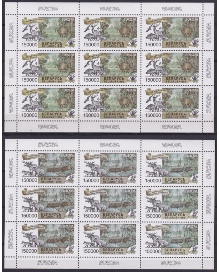 F-EX64765 BELARUS MNH 1999 EUROPA CEPT NATIONAL PARK FAUNA SHEET.