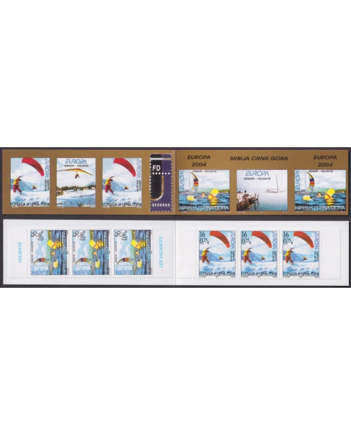 F-EX65562 SERBIA MNH 2004 EUROPA CEPT HOLLIDAYS RIVER CANOES BOOKLED.