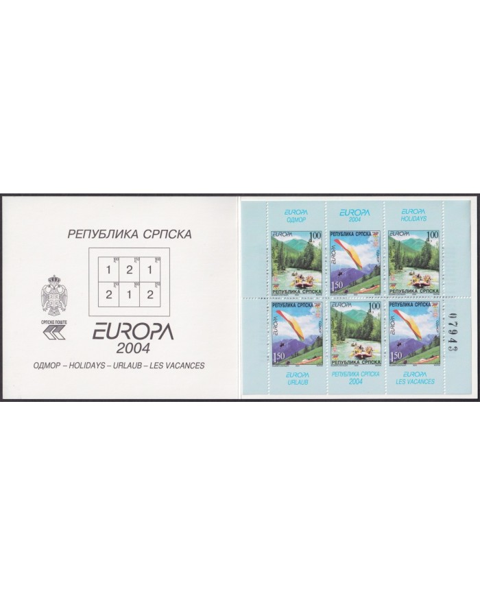 F-EX64707 SERBIA MNH 2004 EUROPA CEPT HOLLIDAYS RIVER CANOES BOOKLED.
