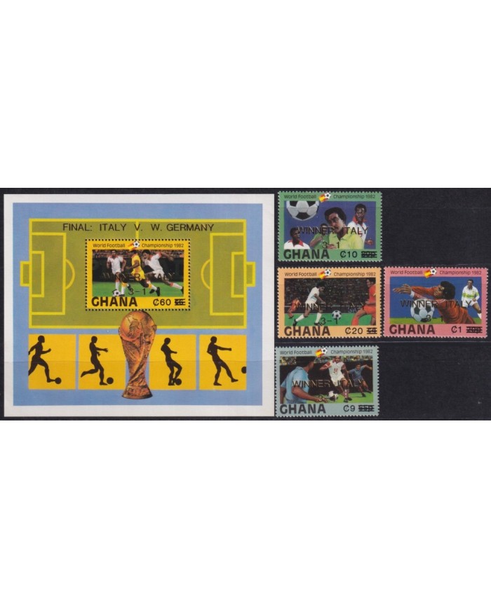 F-EX65870 GHANA MNH 1984 ITALY WORLD CUP WINNER SURCHARGE SOCCER FOOTBOL.