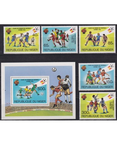 F-EX65892 NIGER MNH 1982 SPAIN CUP SOCCER FOOTBALL SET.