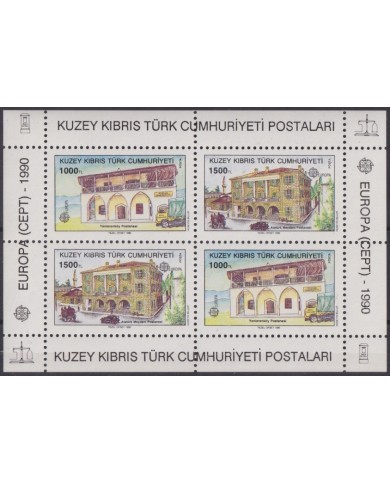 F-EX65613 TURKISH CYPRUS MNH 1990 EUROPA CEPT POST OFFICE ARCHITECTURE.