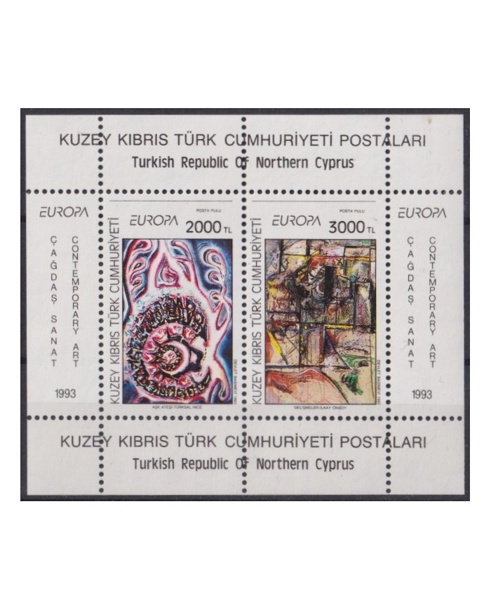 F-EX65568 TURKISH CYPRUS MNH 1993 EUROPA CEPT CONTEMPORARY ART.