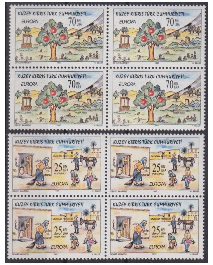 F-EX65640 TURKISH CYPRUS MNH 1997 EUROPA CEPT BLOCK 4 STORY & LEGEND