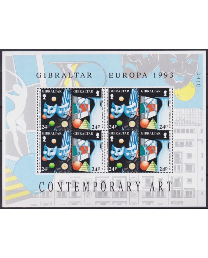 F-EX66007 GIBRALTAR MNH 1993 EUROPA CEPT CONTEMPORARY ART SHEET.