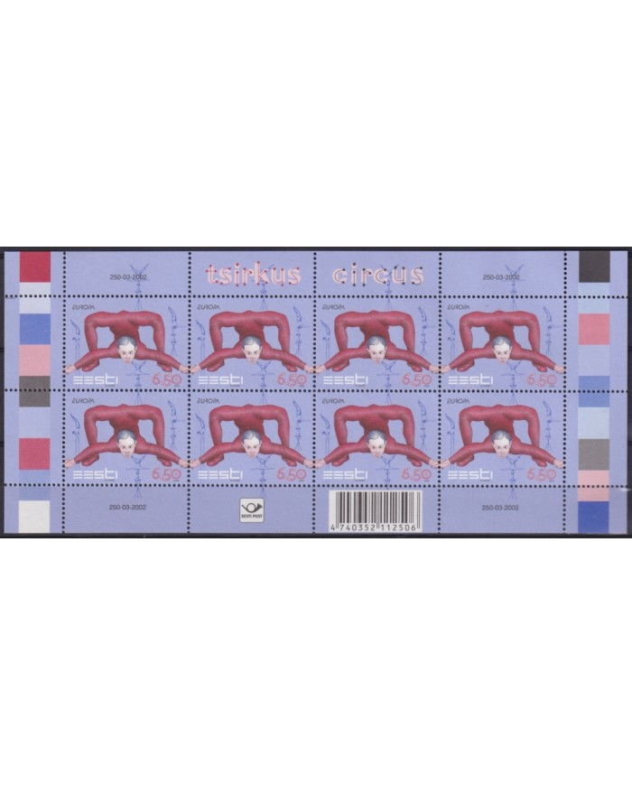 F-EX64799 ESTONIA EESTI MNH 2002 EUROPA CEPT CIRCUS ACROBAT MINI SHEET.