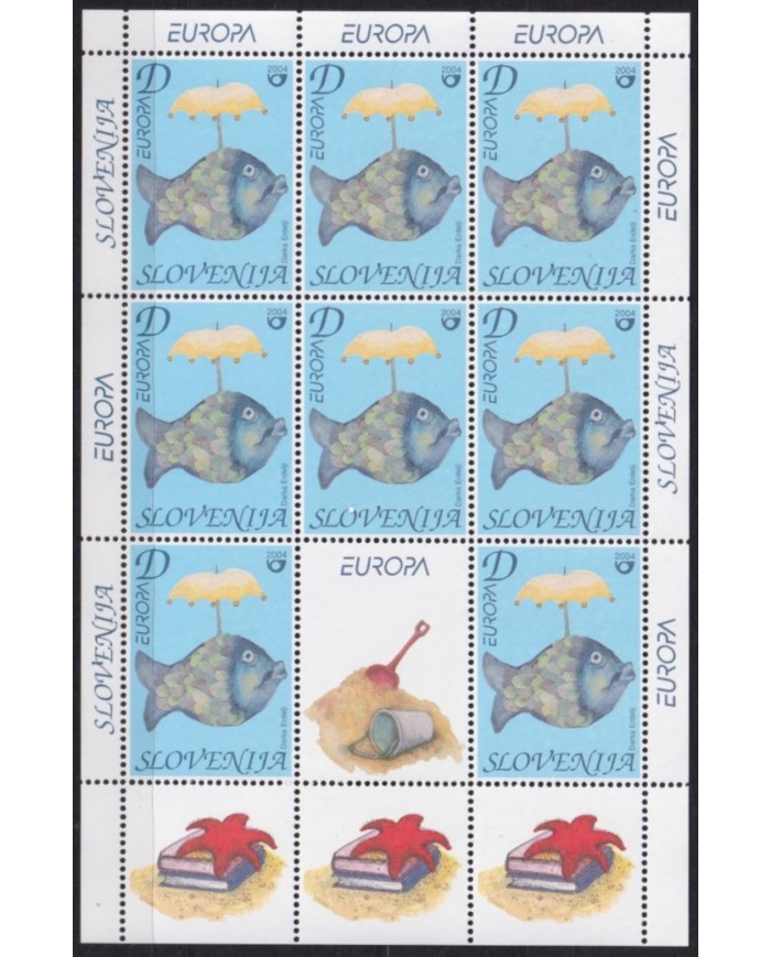 F-EX64792 SLOVENIA MNH 2004 EUROPA CEPT HOLYDAYS VACATION FISHING FISH MINI SHEET.