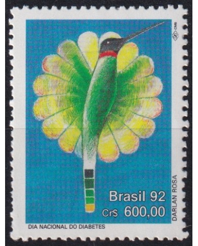 F-EX65466 BRAZIL MNH 1992 DIABETES DAYS HUMMINGBIRD BIRD OISEAUX VÖGEL AVES.