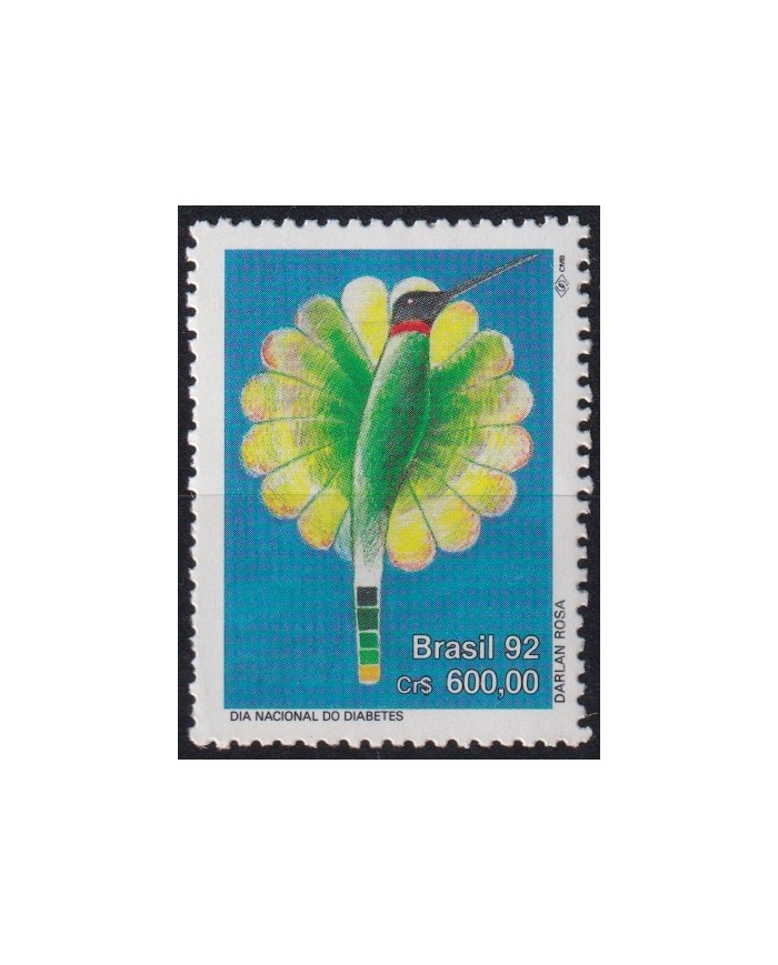F-EX65466 BRAZIL MNH 1992 DIABETES DAYS HUMMINGBIRD BIRD OISEAUX VÖGEL AVES.