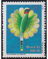 F-EX65466 BRAZIL MNH 1992 DIABETES DAYS HUMMINGBIRD BIRD OISEAUX VÖGEL AVES.