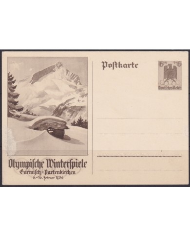 F-EX66659 GERMANY 1936 6pf POSTAL STATIONERY OLYMPIC WINTER GAMES MOUNTAING.