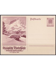 F-EX66626 GERMANY 1936 15pf POSTAL STATIONERY OLYMPIC WINTER GAMES MOUNTAING.