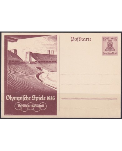 F-EX66660 GERMANY 1936 15pf POSTAL STATIONERY OLYMPIC STADIUM GAMES.