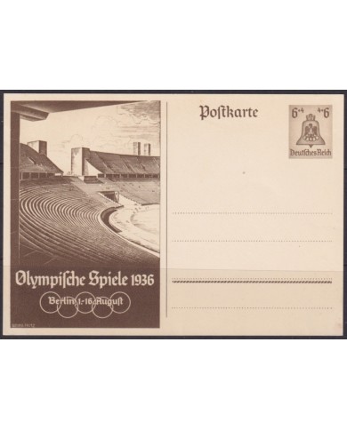 F-EX66662 GERMANY 1936 6pf POSTAL STATIONERY OLYMPIC STADIUM GAMES.