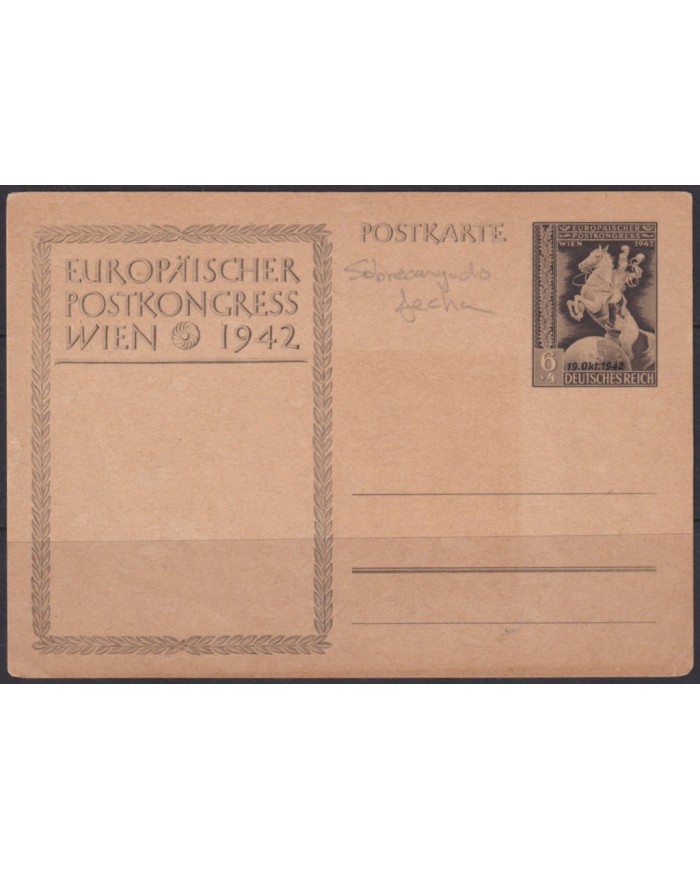 F-EX66957 GERMANY 1942 6pf POSTAL STATIONERY OVERPRINT 1942 UPU CONGRESS.