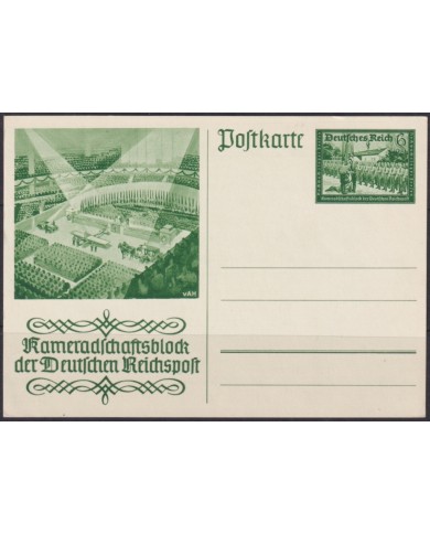 F-EX66955 GERMANY 1942 6pf POSTAL STATIONERY WWII COMRADESHIP BATTLESHIP AIRPLANE.