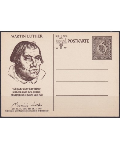 F-EX66968 GERMANY 1939 6pf POSTAL STATIONERY ILLUSTRATED MARTIN LUTHER.