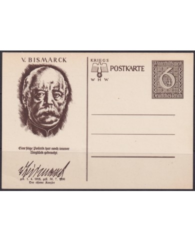 F-EX66951 GERMANY 1939 6pf POSTAL STATIONERY ILLUSTRATED OTTO VON BISMARK.