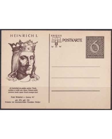 F-EX66715 GERMANY 1939 6pf POSTAL STATIONERY ILLUSTRATED HENRI I HEINRICH I.