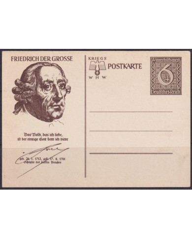 F-EX66718 GERMANY 1939 6pf POSTAL STATIONERY ILLUSTRATED FRIEDRICH DER GROSSE.