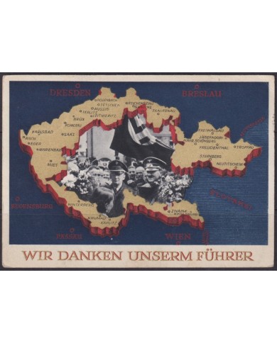 F-EX66961 GERMANY 1939 WWII 6pf POSTAL STATIONERY ILLUSTR SUDETELAND OCCUPATION.