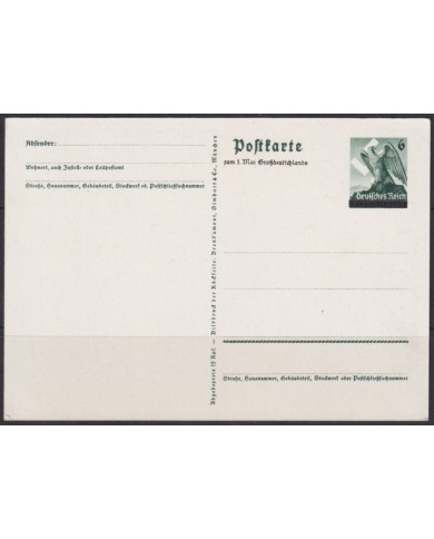 F-EX66716 GERMANY 1939 WWII 6pf POSTAL STATIONERY SUDETELAND OCCUPATION.