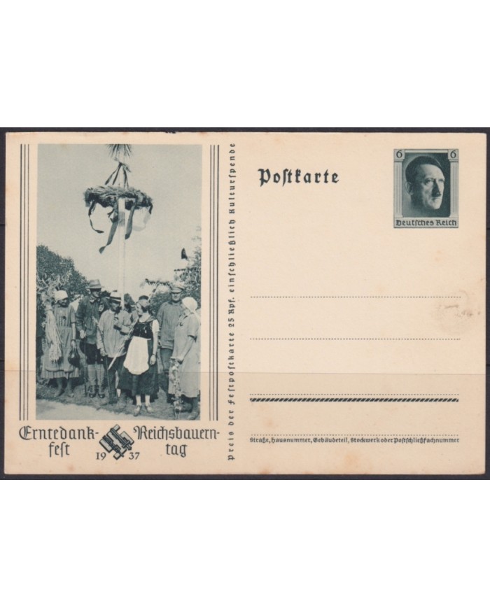 F-EX66624 GERMANY 1937 6pf POSTAL STATIONERY ILLUSTRATED.
