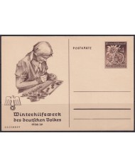 F-EX66625 GERMANY 1939 6pf WWII WINTERHILFSWECK POSTAL STATIONERY DECEMBER WOMAN.