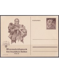 F-EX66712 GERMANY 1939 6pf WWII WINTERHILFSWECK POSTAL STATIONERY JANUARY WOMAN.