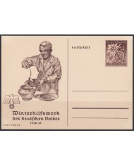 F-EX66713 GERMANY 1939 6pf WWII WINTERHILFSWECK POSTAL STATIONERY NOV WOMAN KITCHEN.