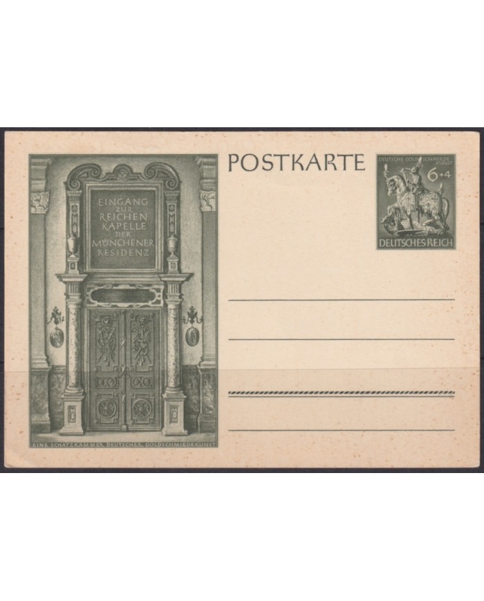 F-EX66960 GERMANY 1943 6pf POSTAL STATIONERY TEUTONIC KNIGHTS HORSEMAN.