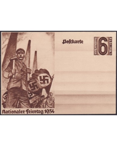 F-EX66581 GERMANY SPECIAL STATIONERY CARD 1934 UNUSED STEEL WORKMAN.