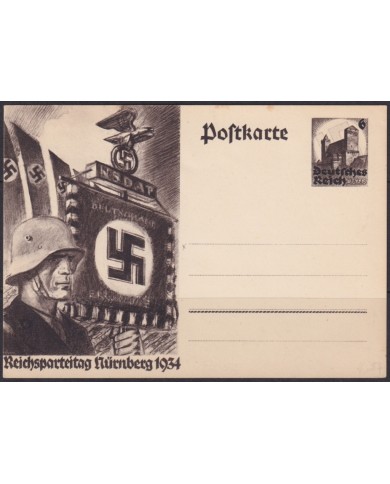 F-EX66583 GERMANY SPECIAL STATIONERY CARD 1934 UNUSED SOLDIER NURENBERG MEETING.