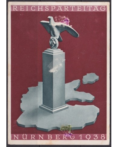 F-EX66965 GERMANY 1938 NURENBERG PARTY MEETENG ILLUSTRATED POSTCARD.