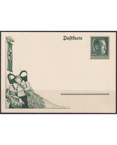 F-EX66711 GERMANY 1938 POSTAL STATIONERY UNUSED WOMAN CARRING FRUIT.