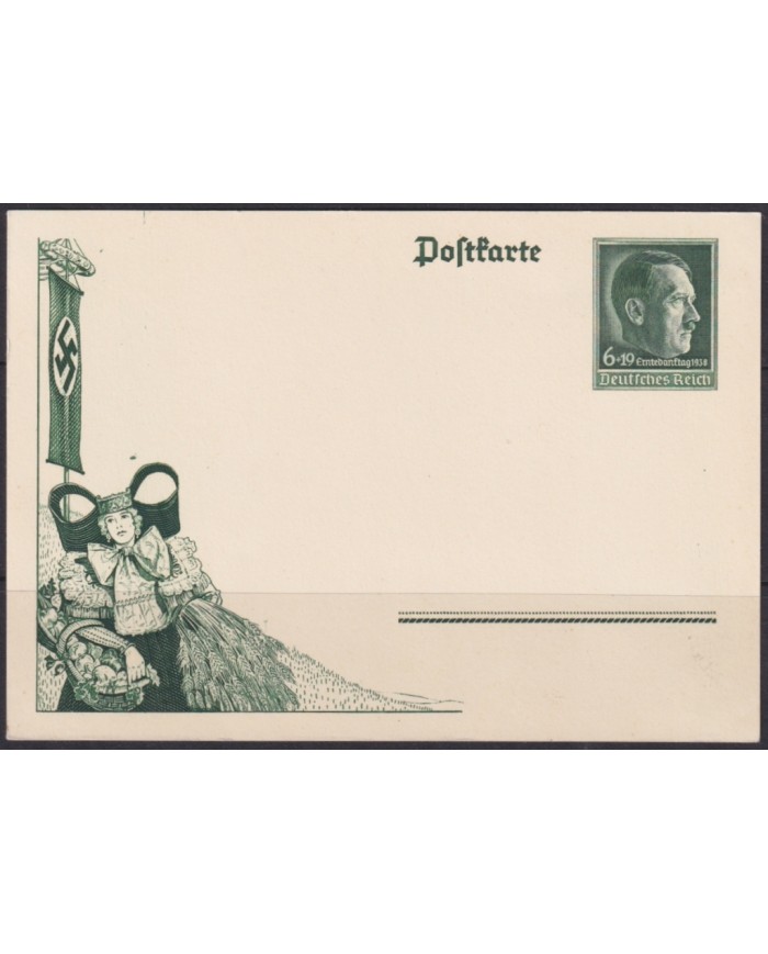 F-EX66711 GERMANY 1938 POSTAL STATIONERY UNUSED WOMAN CARRING FRUIT.